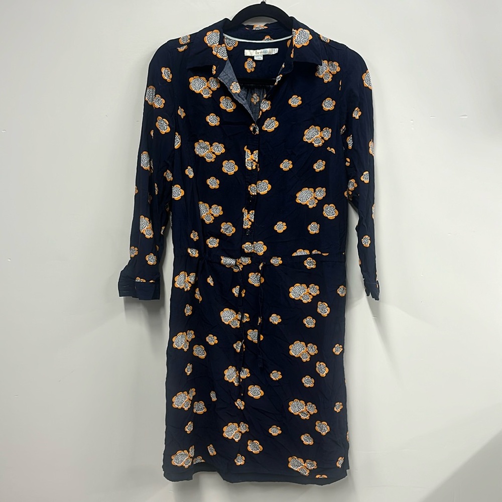 Boden orange floral navy shirt dress 6